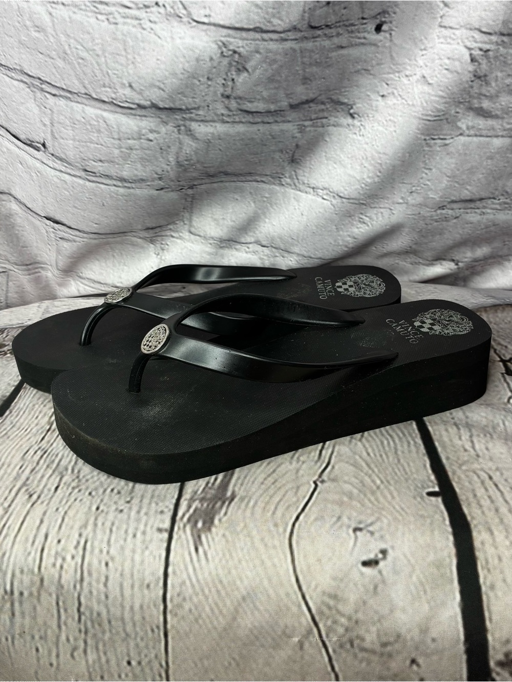 Minimalist Retro y2k Black Platform Wedge Flip Flop Beach Pool Resort Sandals 9